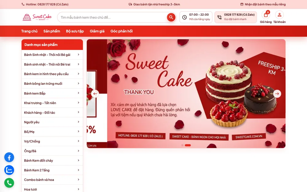 Website Tiệm bánh Sweet Cake