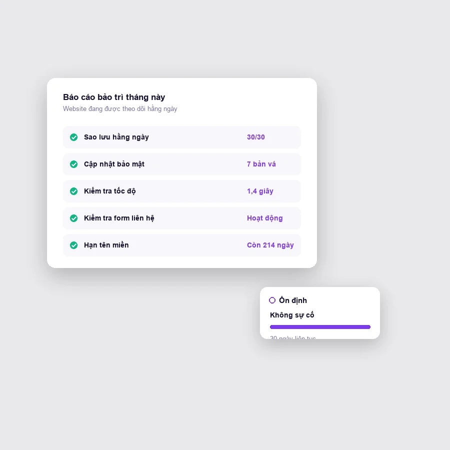 Báo cáo bảo trì website hằng tháng